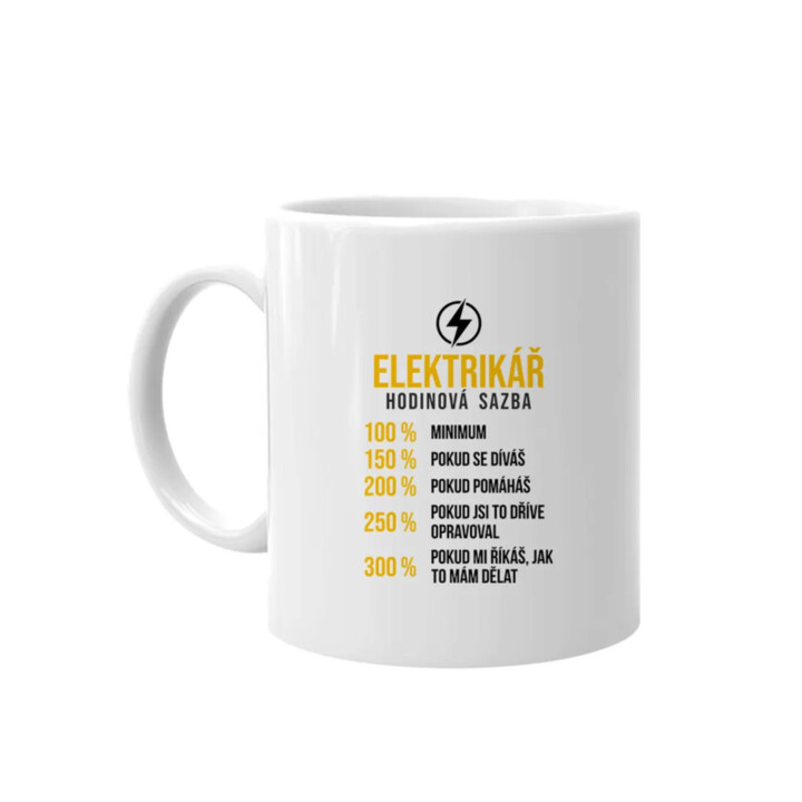 Elektrikář - hodinová sazba verze 2 - hrnek s potiskem