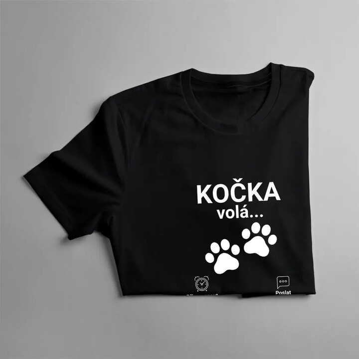 Kočka volá - musím jít - pánské tričko s potiskem