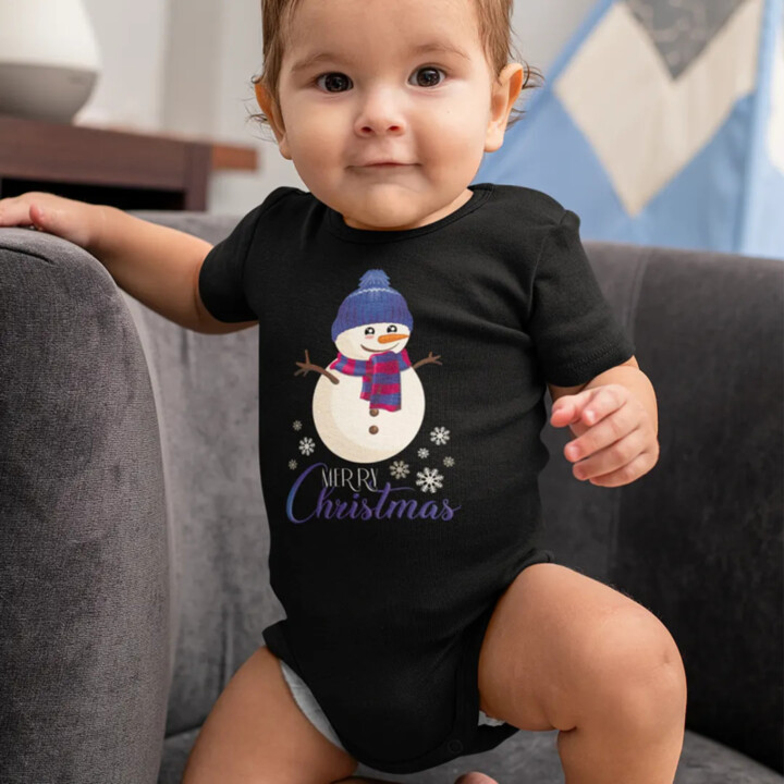 Merry Christmas - sněhulák - dětské body s potiskem