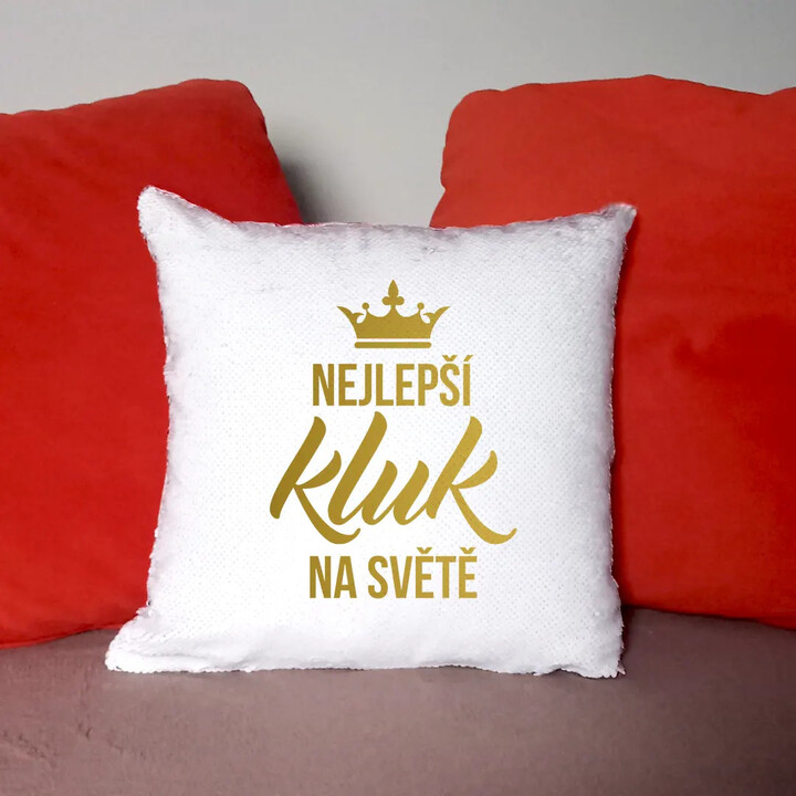 Nejlepší kluk na světě - polštář s flitry