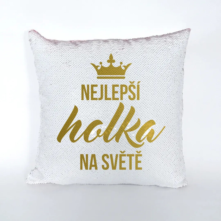 Nejlepší holka na světě - polštář s flitry