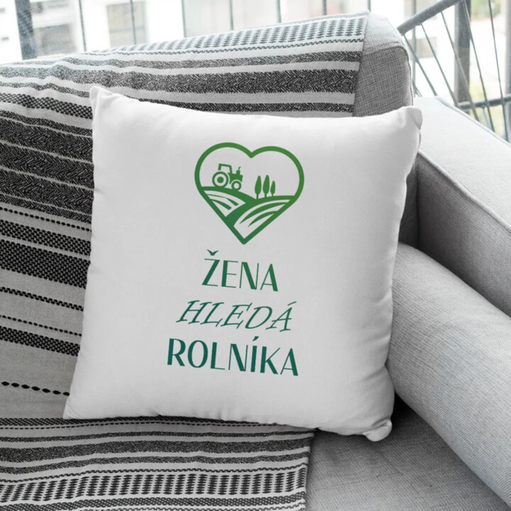 Žena hledá rolníka - polštář s potiskem