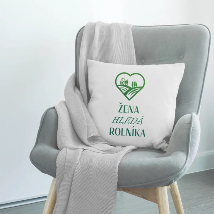 Žena hledá rolníka - polštář s potiskem