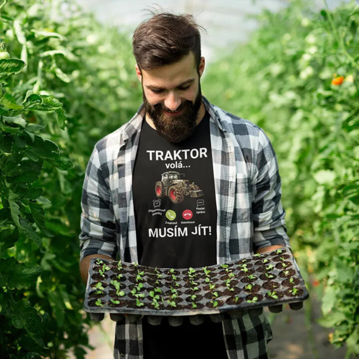 Traktor volá - musím jít - pánské tričko s potiskem