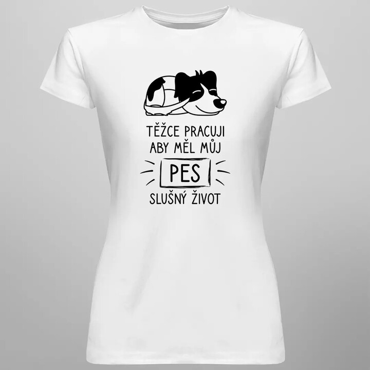 Těžce pracuji, aby měl můj pes slušný život - dámské tričko s potiskem