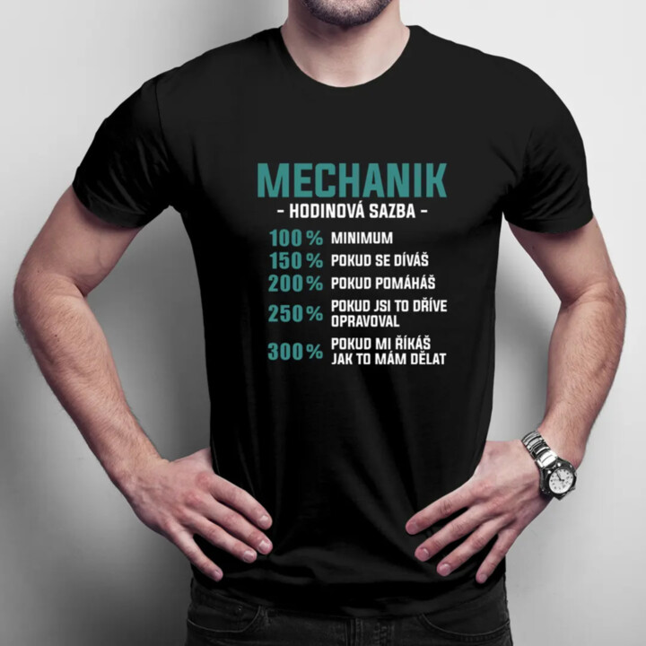 Mechanik hodinová sazba - procenta - pánské tričko s potiskem