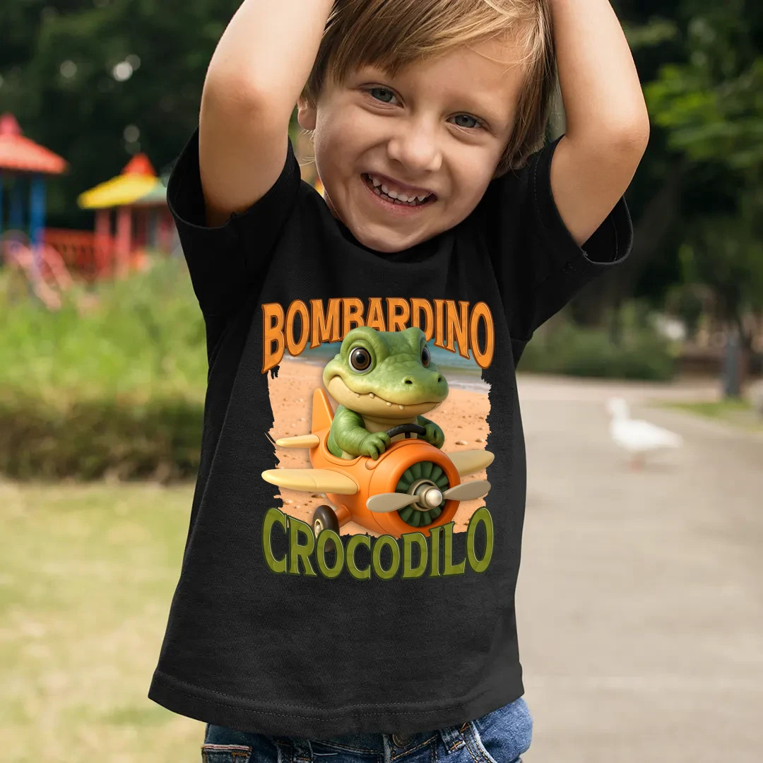 Baby Bombardino Crocodilo - Italian Brainrot - krokodýl bombardér - dětské tričko s potiskem