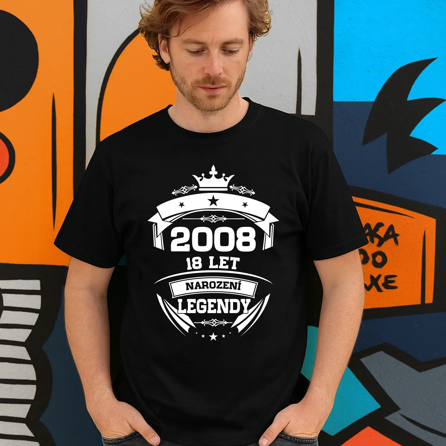 2008 Narození legendy 18 let - pánské tričko s potiskem