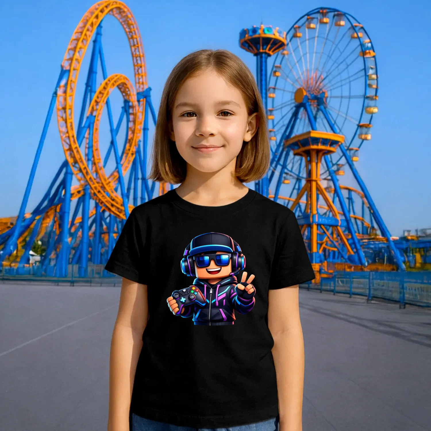 Hráč s ovladačem - dětské tričko s potiskem pro fanoušky Roblox