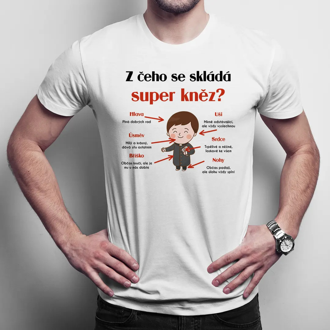 Z čeho se skládá super kněz? - pánské tričko s potiskem