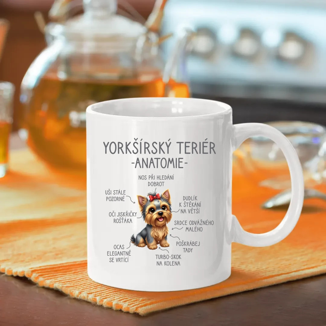 yorkšírský teriér – anatomie - hrnek s potiskem