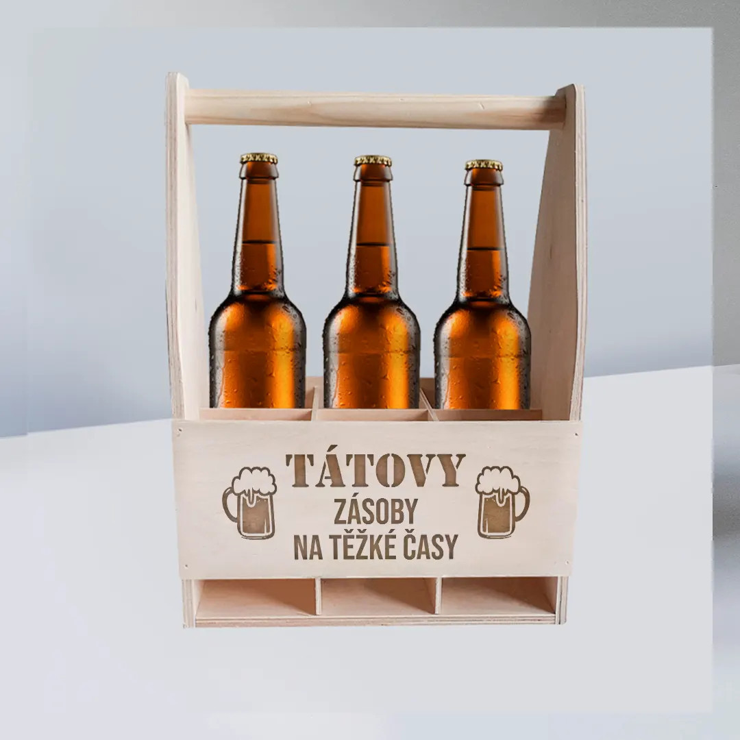 Tátovy zásoby na těžké časy - přepravka s gravírováním