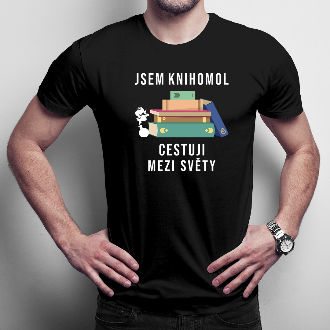 Jsem knihomol cestuji mezi světy - pánské tričko s potiskem