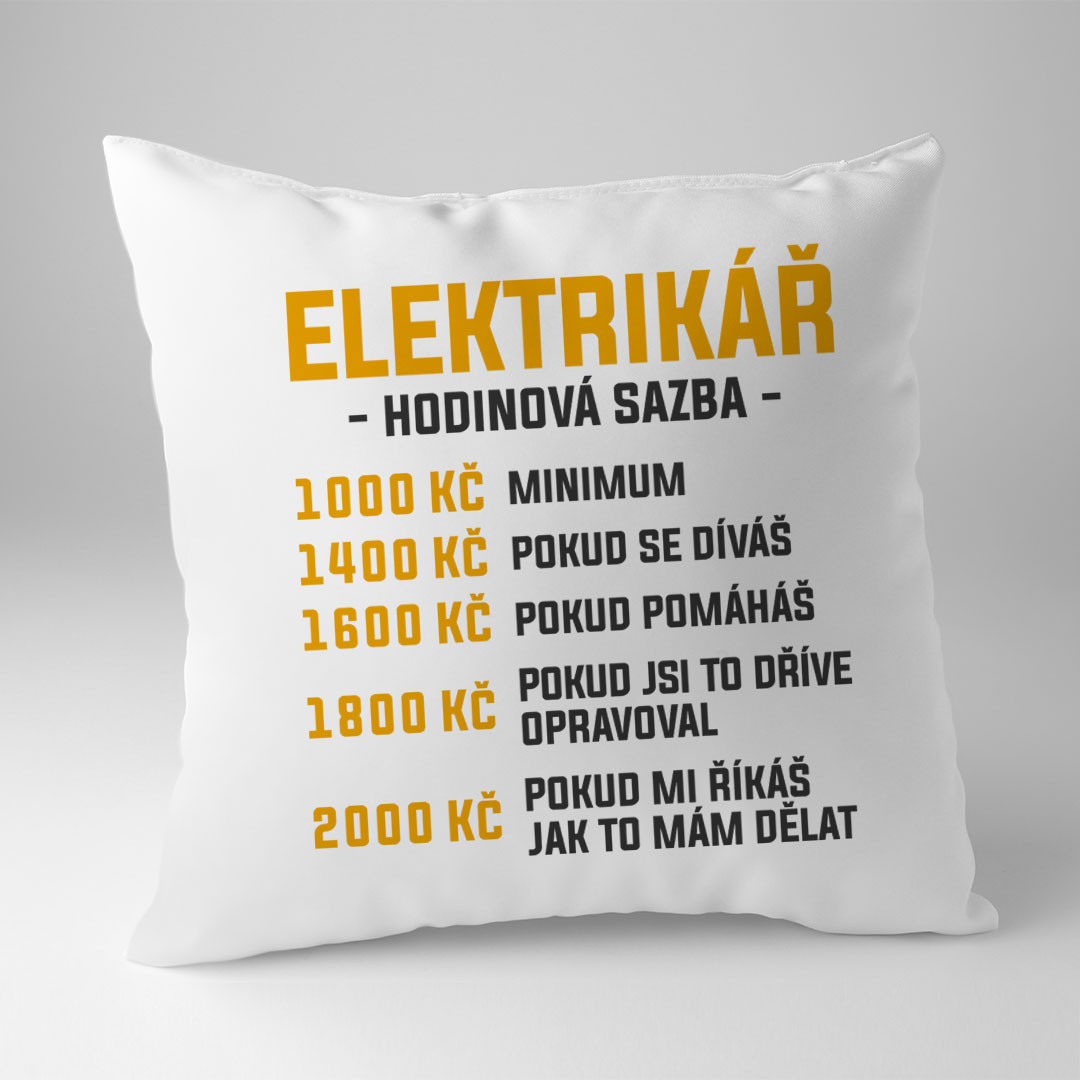 Elektrikář - hodinová sazba - polštář